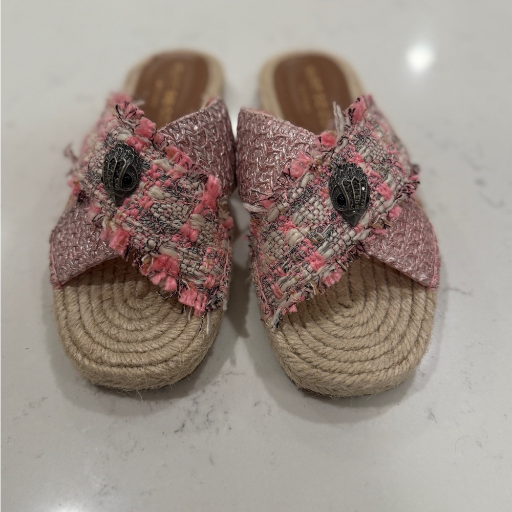Kurt Geiger London Pink Tweed Slides. Slightly Used.